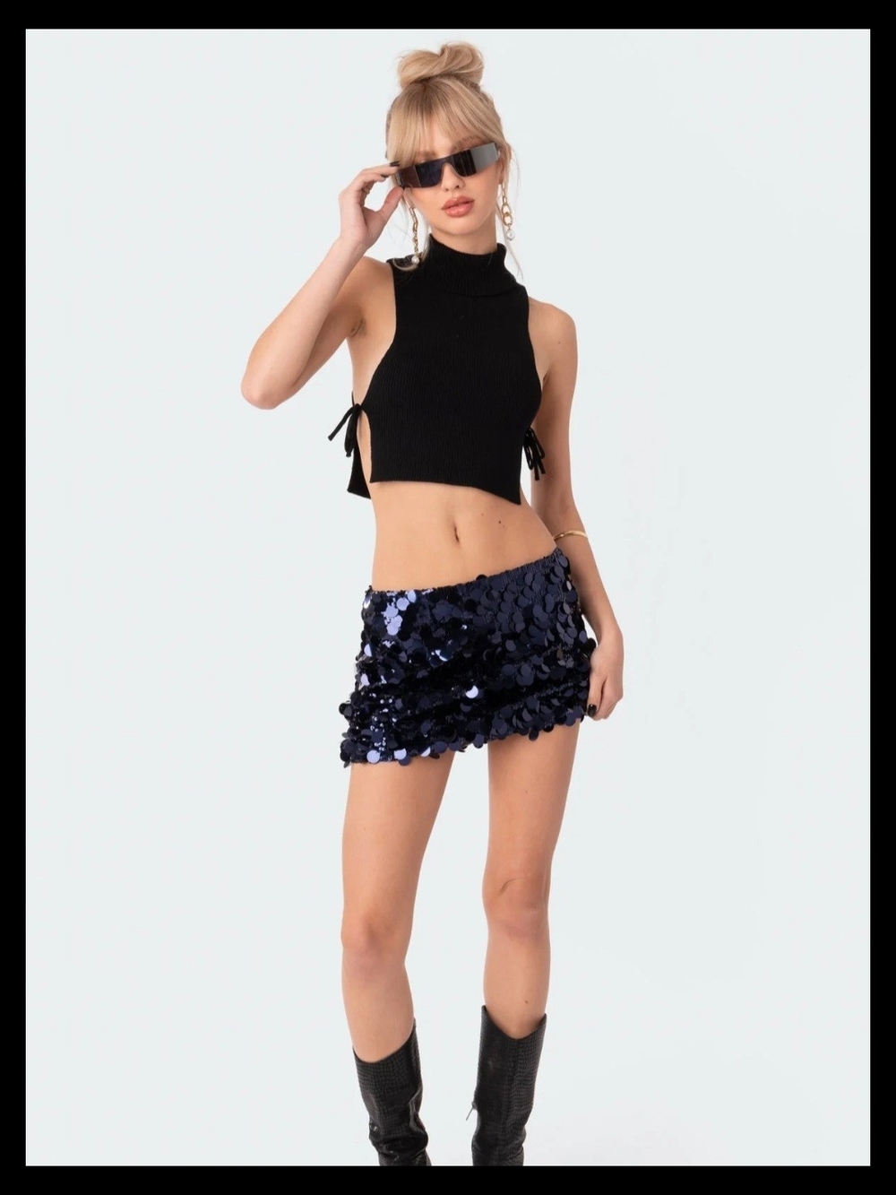 Sabrina Low Rise Sequin Mini Skirt From Edikted